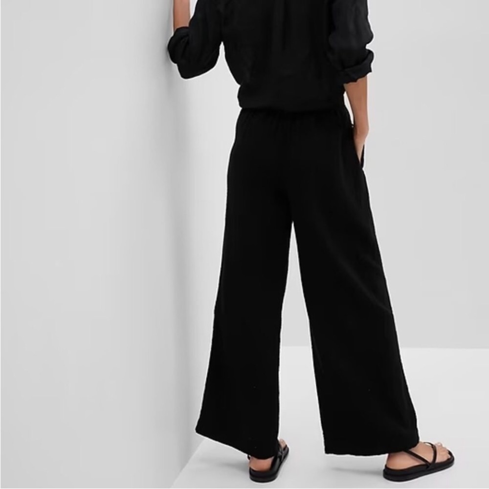 NWT! GAP Black Wide-Leg Gauzy Crinkle Pants Lightweight - Large Reg & XL TALL🩷 - Picture 6 of 8